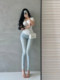 YoungGirlDay韩漫风高腰显瘦松紧腰弹力提臀丰胯裤小脚铅笔牛仔裤