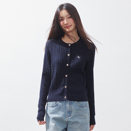 RPB BRAND简约风麻花针织开衫女秋季新款宽松慵懒风毛衣外套 - 图2