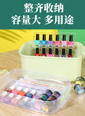 美甲工具箱大容量双层手提收纳盒
