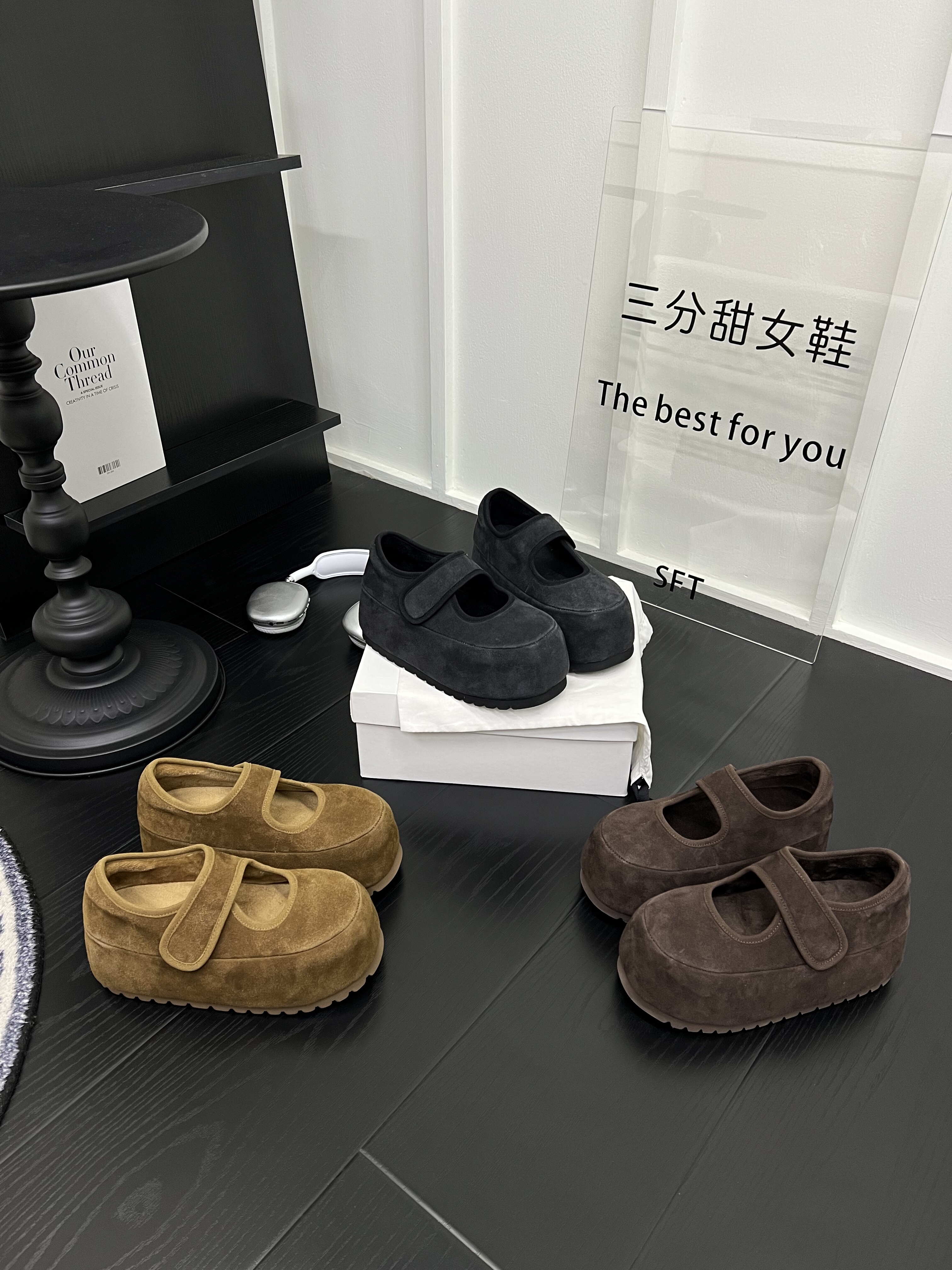 卡皮吧啦磨砂皮大头魔术贴厚底休闲鞋女2025新款加绒懒人玛丽珍鞋,淘宝优惠券,粉丝福利购,淘宝优惠卷