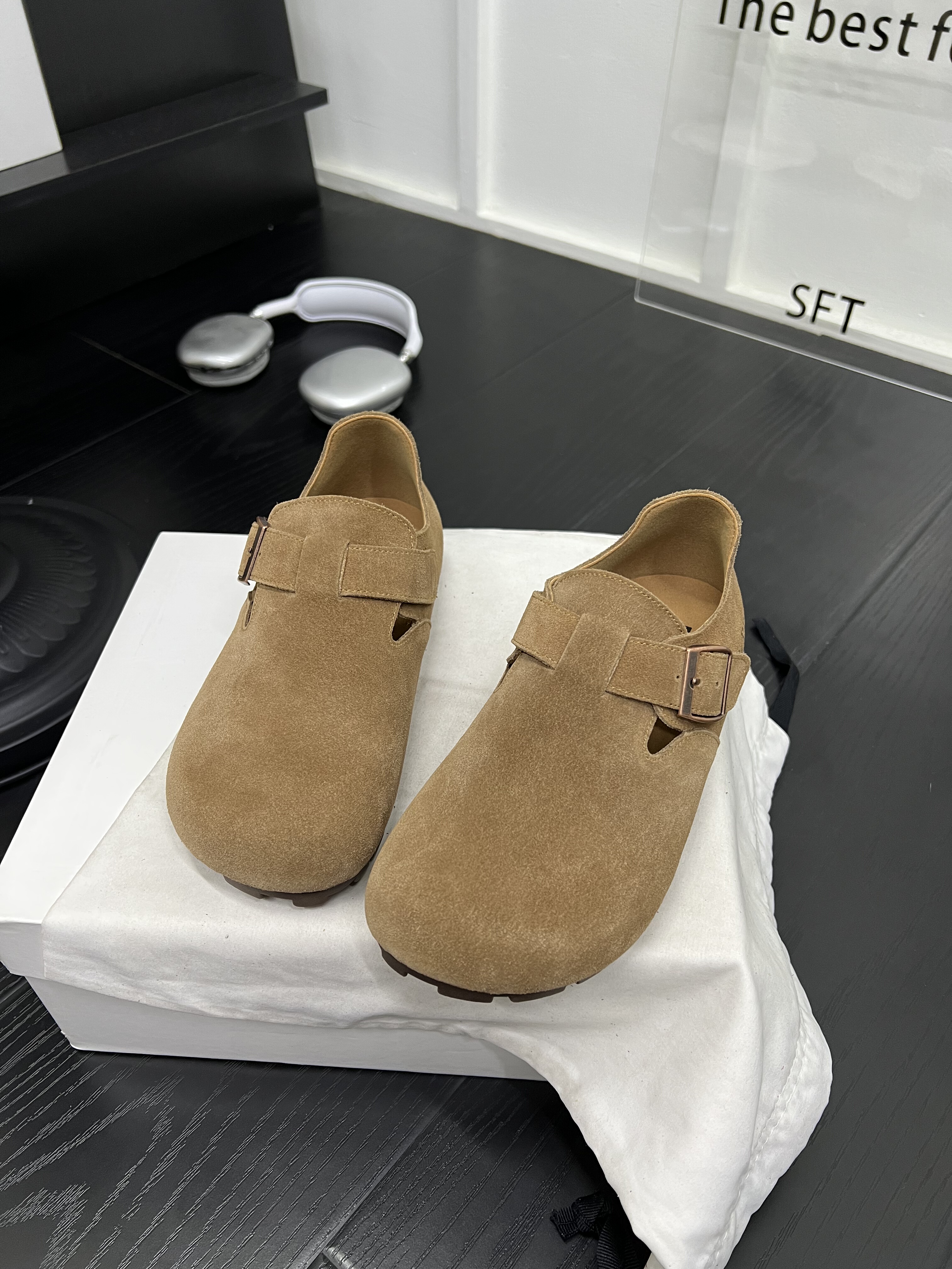 韩系磨砂皮平底卡扣勃肯鞋女2026年春季新款时尚百搭软底软底单鞋,淘宝优惠券,粉丝福利购,淘宝优惠卷