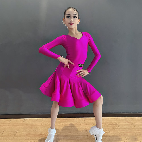 CONNY2022新款儿童康尼拉丁舞专业比赛服女演出考级长袖分体套装 - 图0