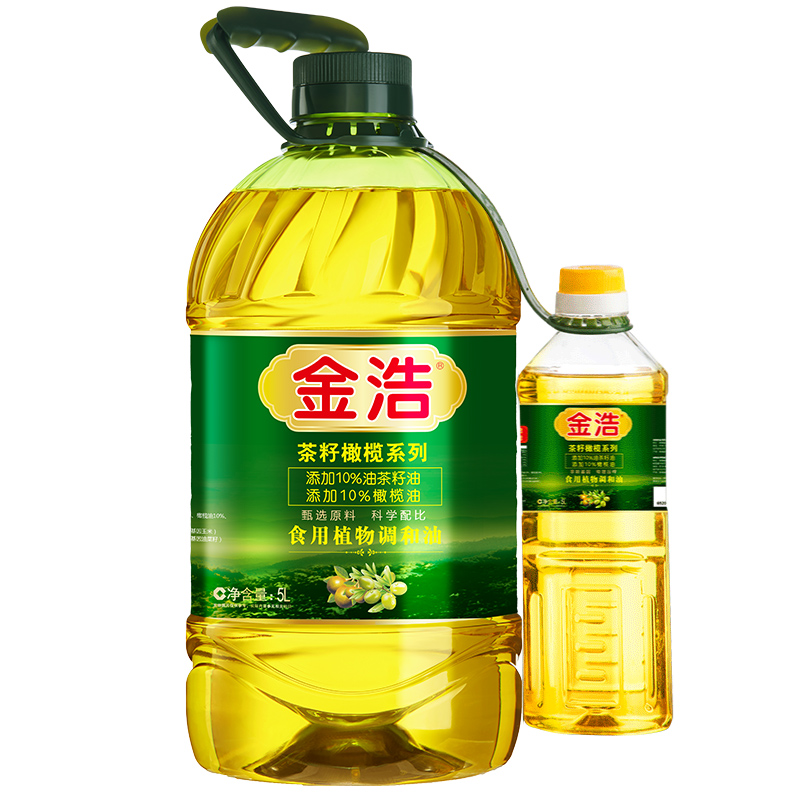 【商超爆款】金浩茶籽橄榄营养调和油5L+500ml非转基因加茶油10%-图1