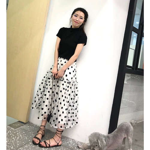 Летняя приталенная черная короткая футболка с коротким рукавом, высокий воротник, короткий рукав, в корейском стиле