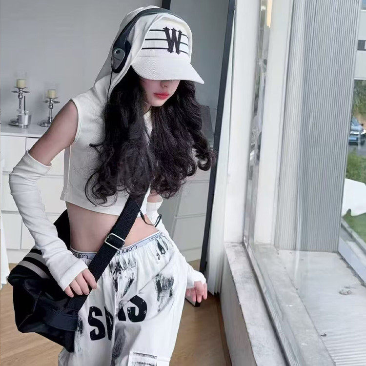 网红女童爵士舞练功服时尚帽衫街舞飘带套装小女孩模特炸街走秀服,淘宝优惠券,粉丝福利购,淘宝优惠卷