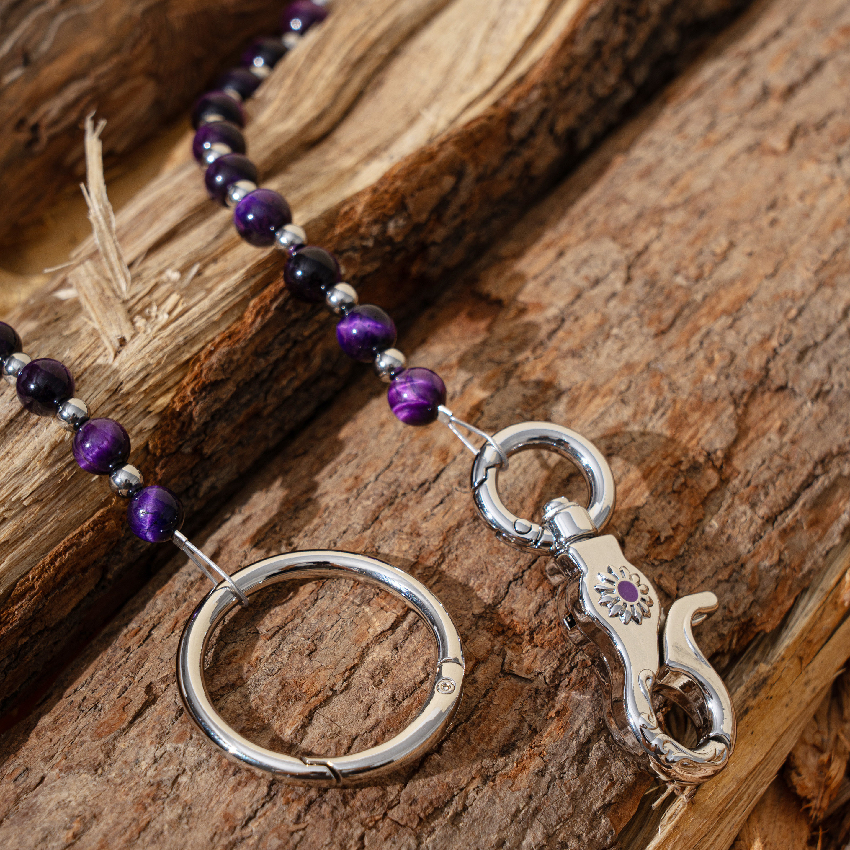 STAYWILD 原创设计紫色虎眼石包链裤链男配饰牛仔裤西装裤挂饰