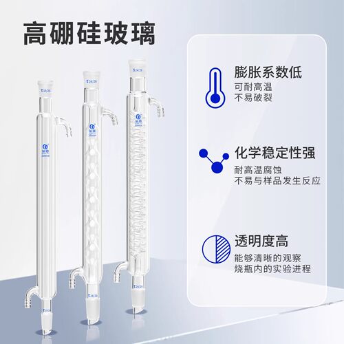 包邮玻璃冷凝管球形150/200/300/400/500/600mm化学实验仪器 - 图0