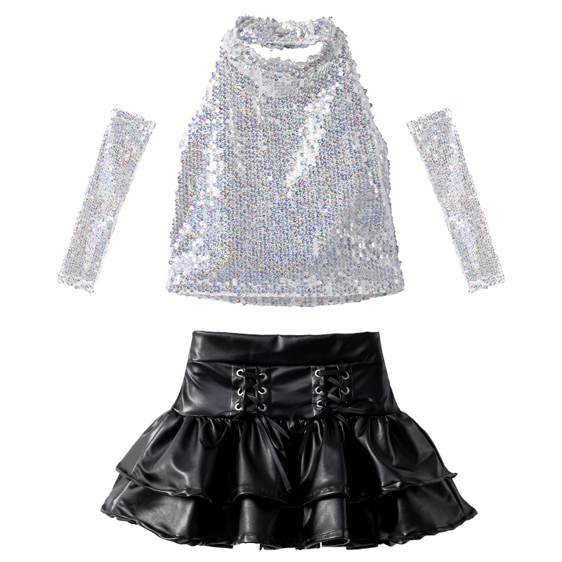 爵士舞女童服装jazz爵士舞演出服女孩街舞表演服潮女团走秀练功服 - 图3