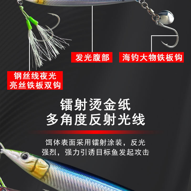 海洋船钓3d快抽夜光肚铁板路亚饵60g/80g/100g速沉马鲛海狼假饵,淘宝优惠券,粉丝福利购,淘宝优惠卷