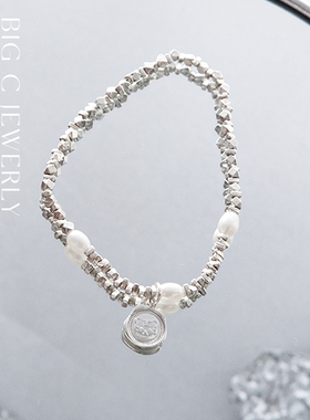 s925银简约珍珠碎银子手链
