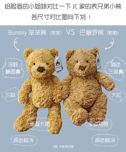 英国jellycat巴塞罗熊公仔笨笨熊毛绒安抚玩偶熊猫猪阿奇博尔德象 - 图1