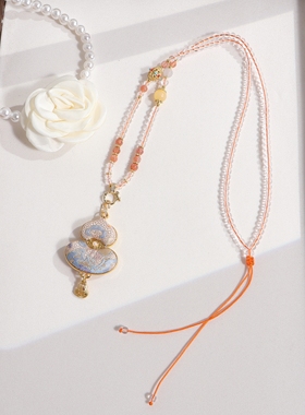 古钱三多八达来财定胜 宋锦项链新中式国风配饰diy项链款双面葫芦