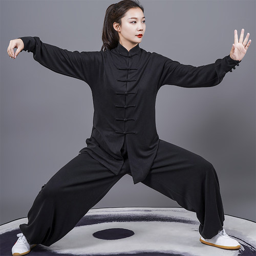 马蕾太极春秋薄款运动棉男休闲太极服长袖女练功晨练服定制中国风 - 图2