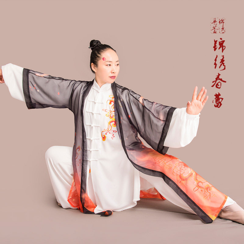 新款太极服定制春夏男女刺绣龙凤呈祥太极武术气功表演服马蕾太极_虎窝淘