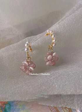Chakoko法式女手作浅紫色耳环