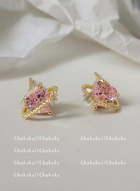 Chakoko甜美气质心形耳钉耳饰