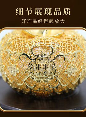 原创黄铜花丝柿柿如意柿子摆件开业乔迁家居客厅办公室电视柜礼品