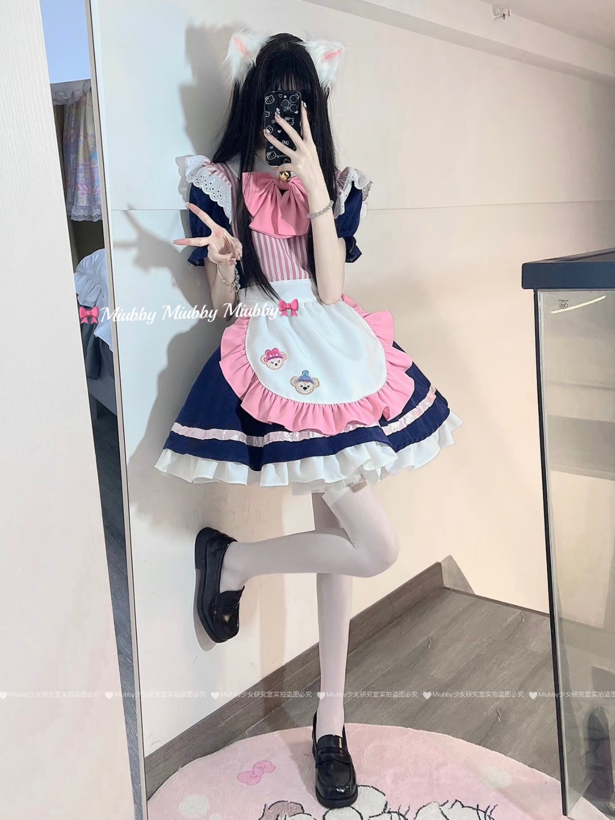 Miubby「游园娃娃」日系可爱猫爪粉lolita女仆装cos软妹连衣裙-图2