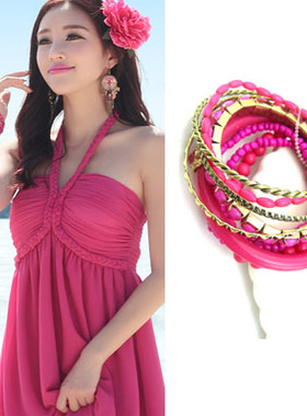 波西米亚风海边串珠多层森系手链