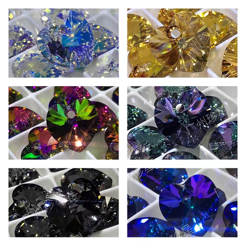 新款施家水晶6228桃心6色混装一包任何肤质正常规格世奇水晶饰品 - 图1