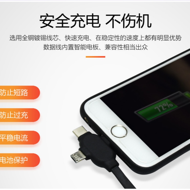 伸缩数据线typec快充iPhone15车载单头单拉双拉pd100W通用苹果华为安卓手机充电线USB汽车笔记本电脑