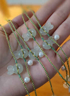 和田玉面包扣兔子玉兔少女萌宠可爱手绳DIY手编设计手链小清新