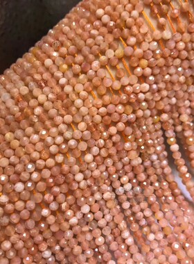 天然水晶 2MM3mm 橙月光切面刻面散珠 闪刻面 太阳石半成品