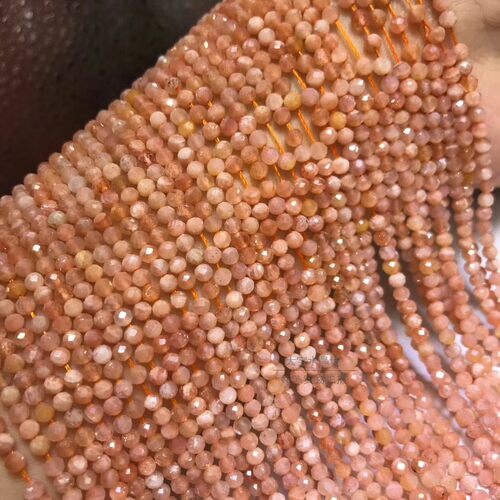天然水晶 2MM3mm 橙月光切面刻面散珠 闪刻面 太阳石半成品 - 图1