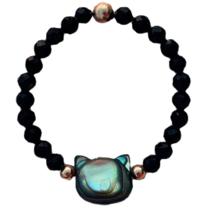 Ultra-fine black cat ring Japanese natural crystal stone black crystal personalized beaded ring