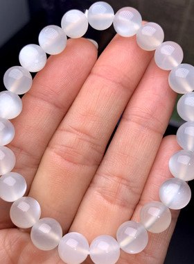 天然水晶宝石 月光石手链 白月光石手链  白月光 奶油体白月光 7A
