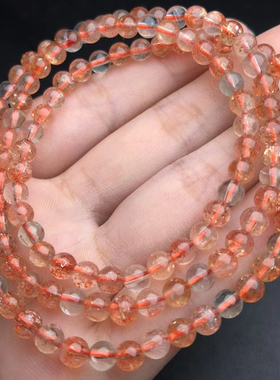 天然阿鲁沙金太阳石多圈手串橙日光石云母片招桃花转运水晶礼物女