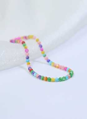 天然彩色珍珠贝珠手链夏季多巴胺手串2mm极细精致礼盒包装泫雅风