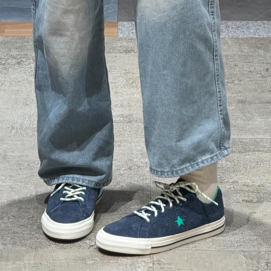 Converse One Star经典休闲蓝绿色轻便低帮帆布鞋男女同款A10339C - 图1