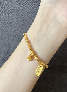 久不掉色越南沙金碎银几两平安手链三角碎金子莲蓬手串diy配件女