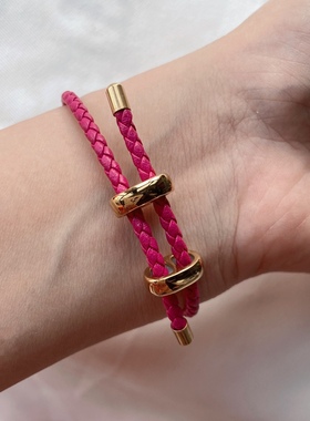 草莓熊玫红色手绳可调节大小