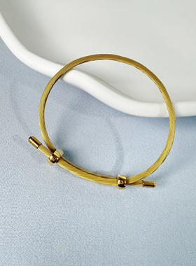 全新周家大福款金丝手绳钢绳搭配串珠diy转运珠女2.5mm可调节手链