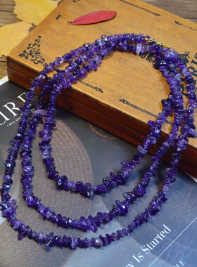 2025新款天然紫水晶项链女款轻奢小众设计感毛衣链高档时尚百搭