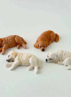 潮玩GK动物系列睡眠小金毛犬拉布拉多摆件手办机箱车载中控台装饰