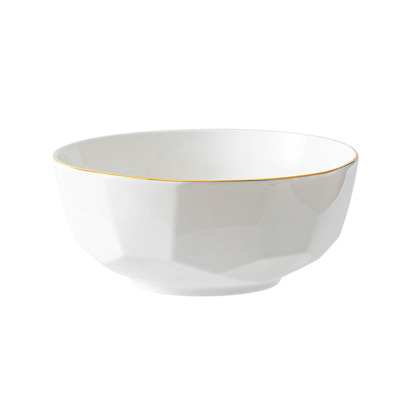 瓷唯雅 10个装欧式金边碗碟套装家用吃饭碗面汤碗防烫米饭碗套装 - 图3