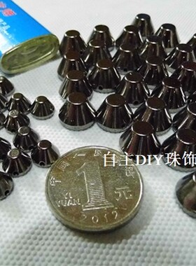 12mm手缝珠水桶铆钉DIY平顶柳丁 朋克电镀珠服装辅料饰品 枪黑色
