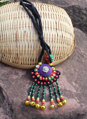 铃铛布艺女式项链毛衣链