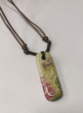 民族风青花瓷情侣花朵项链