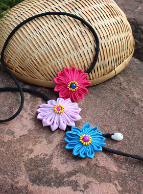 云南民族风布艺毛衣链串珠项链