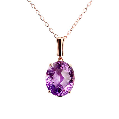 高兰天然乌拉圭紫晶紫水晶吊坠女18k玫瑰金千禧彩色宝石项链 虎窝淘