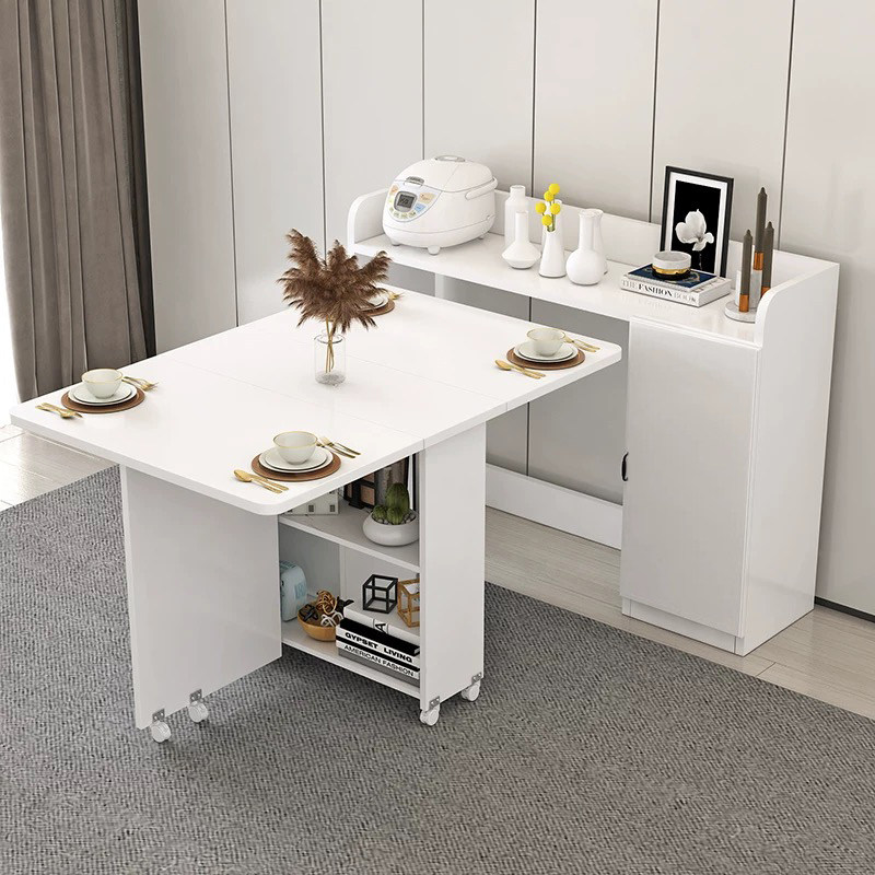 折叠餐桌家用小户型餐桌边柜组合简约微波炉柜可移动简易吃饭桌子,淘宝优惠券,粉丝福利购,淘宝优惠卷