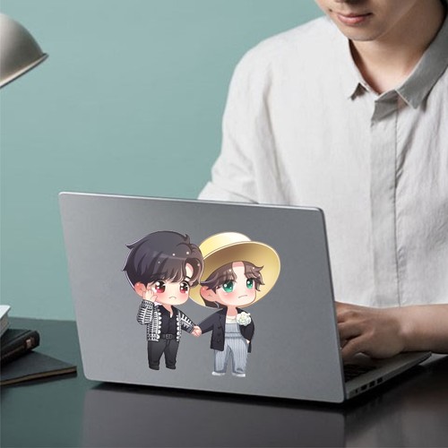 肖战王一博Q版博君一肖汽车身油箱盖电脑行李箱装饰卡通遮盖贴纸 - 图0