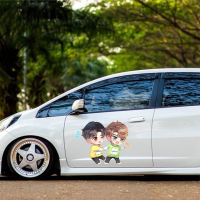 王一博肖战博君一肖双人可爱q版卡通漫画汽车电脑行李箱车贴纸画2 虎窝淘