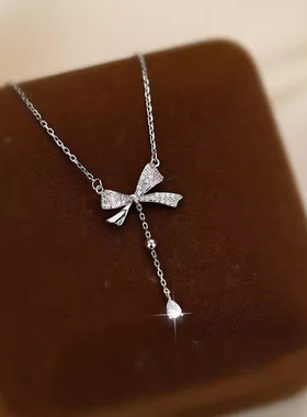 S925纯银蝴蝶流苏项链女款女生轻奢小众纯银锁骨链送闺蜜生日礼物