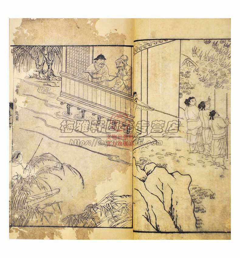 宣纸线装明容与堂水浒传像一函两册明万历年间容与堂刻本水浒传小说史研究二百幅版画中国古代人物故事情节木刻板雕刻版画作品书籍