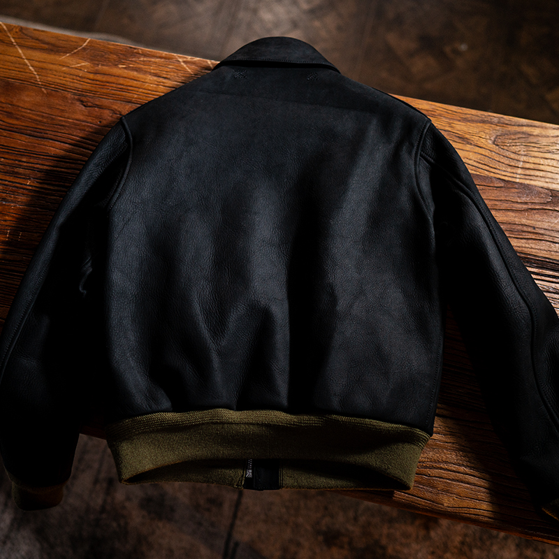 莫臣男士油蜡无涂层牛皮小翻领皮衣外套商务简约真皮春秋A2 - 图1